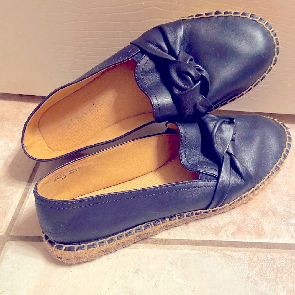 Talbots Navy Leather Espadrilles Size 8M